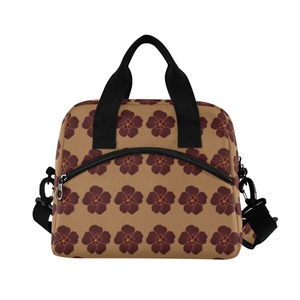 Sac à déjeuner isotherme portable et réutilisable avec imprimé personnalisé fleur de hau Aloha Brown, idéal pour les femmes - Product Image 2
