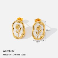 Anting Tulip Baja Tahan Karat Enamel Oval Vintage Prancis Warna-warni untuk Wanita Perhiasan Telinga Fashion untuk Pemakaian Sehari-hari di Kantor