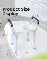Chaise de douche réglable en hauteur avec accoudoirs, siège de bain antidérapant en aluminium pour personnes âgées, aide à la sécurité dans la salle de bain