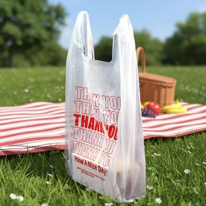 Bolsa de Plástico Desechable con Logotipo Personalizado, Bolsa de Plástico Transparente Tipo Chaleco para Supermercado, Precio Bajo - Product Image 1
