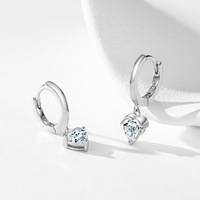 Nouvelles boucles d'oreilles pendantes en argent sterling S925 en forme de cœur pour femmes, boucles d'oreilles romantiques en forme de cœur pour la Saint-Valentin