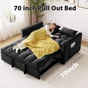 Ghế sofa giường đa năng hiện đại 55 inch, chất liệu vải gân, tựa lưng có thể điều chỉnh, có túi bên, khung gỗ, thích hợp cho căn hộ, phòng khách - Product Image 4