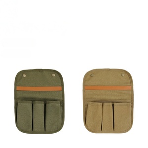Sac de rangement en toile pour camping, organisateur multi-poches, sac suspendu pour accoudoir de chaise, utilisation extérieure, couleurs olive et kaki - Product Image 1