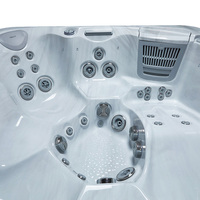 VIRLUX Spa extérieur pour 6 personnes avec chaise longue ergonomique, 50 jets d'hydrothérapie, éclairage d'ambiance LED, design en acrylique peu encombrant