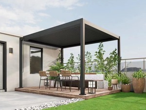 Gazebo de jardin de haute qualité en alliage d'aluminium toit rigide pavillon de jardin avec abri de toit en métal enduit de poudre traité dans la nature - Product Image 4
