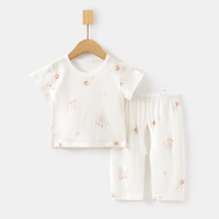 Traje de Casa para Bebé, Tela Ultrafina Arrugada, Pantalones de Verano para Niños, Traje Holgado de Aire Acondicionado para Bebé, Camiseta