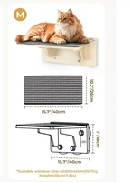 Hamac de fenêtre de chat en bois robuste conception d'impression animale perchoir durable pour animaux de compagnie avec ventouses pour la sécurité