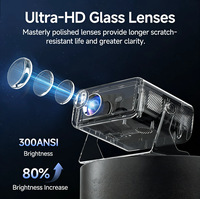 Mini projecteur LED portable Android 11, 720 HD, décodage 4K, double WiFi, mise au point électrique, home cinéma