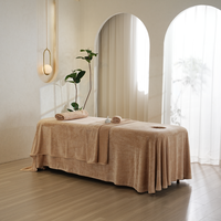Ensemble de 7 pièces de draps de protection pour table de massage, couleur kaki, en velours épais, pour salon de beauté, thérapie par le massage, housse de matelas