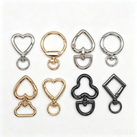 Mousquetons pivotants en métal durables, écologiques et imperméables, de formes variées (cœur, pique, trèfle, losange), en alliage de zinc, accessoires pour sacs DIY
