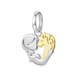 Pendentif Charme Romantique Cheval et Étrier en Alliage Plaqué Or, Bijou Unisexe, Cadeau, Forme Animale, Breloque Tendance - Product Image 1