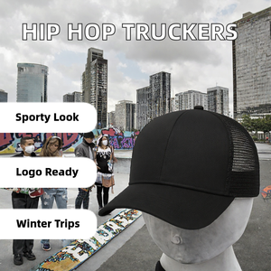 Gorra Trucker de Malla y Lona de 6 Paneles Estilo Hip Hop al por Mayor, con Logotipo Personalizado Bordado, Gorra Lisa para Hombre, Marca de Streetwear Personalizada - Product Image 2