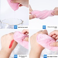 Éponge démaquillante réutilisable en microfibre, carrée, douce, pour le nettoyage du visage, à faire mousser avec de l'eau, lavable, lingette effaçante pour le visage