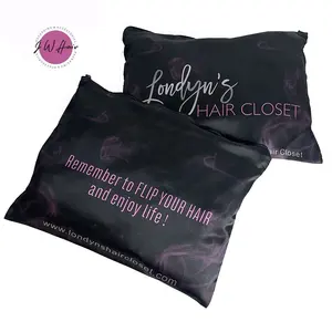 Fashion Packaging Silk Bag Custom Luxury Logo Bag with Zipper For Hair Packaging