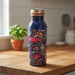 Printed Copper <b>Water</b> <b>Bottle</b> | Decorative Copper <b>Bottle</b> | Designer Copper <b>Water</b> <b>Bottle</b> | Floral Printed Metal <b>Water</b> <b>Bottle</b> - Product Image 1