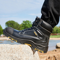 L599-Fabricant de chaussures de sécurité en Chine Bottes de travail à bout de sécurité en cuir noir pour hommes, chaussures de construction avec semelle extérieure en caoutchouc PU