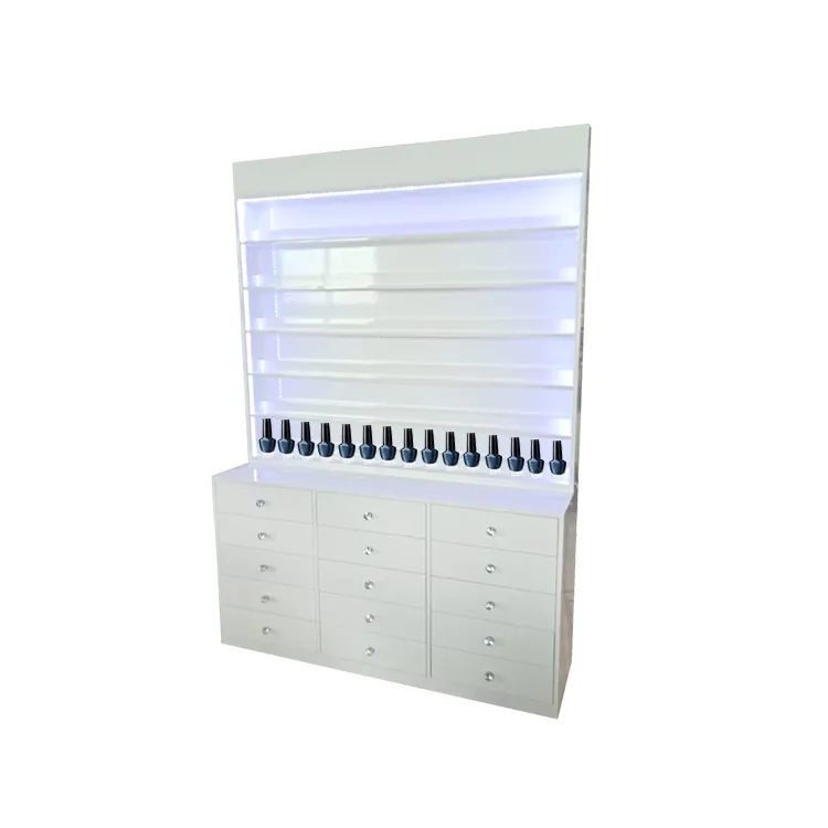 High Density Broad UV Gel Nail Polish Make up Cosmetic Display Stand Rack Shelf Cabinet with Led Light