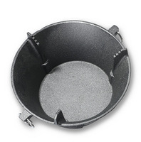 Barbecue portable mini en fonte au charbon de bois avec base en bois et dispositif de sécurité flamme, commande tactile pour 2-3 personnes