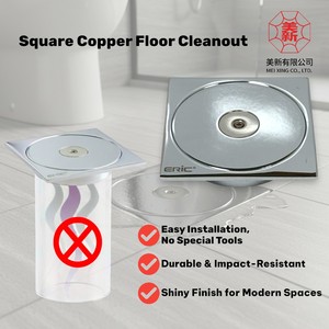 Durable Impact Resistant Square Copper Floor Cleanout Cover For Bathroom Kitchen Floor <b>Drain</b> Systems - Product Image 1