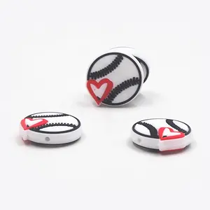 Newest Silicone Charms Focal Beads for Beadable Pen BPA Free Soft Silicone Love Baseball Bead for Wine Stopper Jeweler