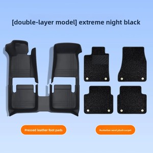 Tappetino in Vera Pelle di Lusso Rosso Vino per <span class=keywords><strong>Audi</strong></span> A6L, Modelli 2017-2026 - Tappetino Auto di Alta Gamma Monoblocco Completo - Product Image 2