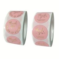 Couleur rose imperméable paquet cadeau autocollant étiquette auto-adhésif forme ronde merci autocollant