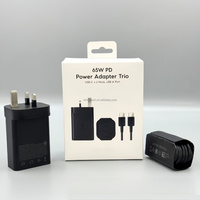 Chargeur Super Rapide PD 65W pour Samsung Galaxy S25 S24Ultra Adaptateur USB C 2C+A Chargeur Mural Multi-Ports avec Câble Type-C vers Type-C