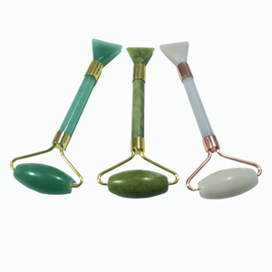 2-in-1 Jade Roller and Gua Sha <b>Tool</b>: Green Aventurine Grey Agate Xiuyan Jade Roller with <b>Massage</b> Fish Tail End - Product Image 5