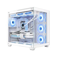VECO CS049 Putih M-ATX Mid-Tower PC Gaming Case Panel Depan/Samping Kaca Tempered Manajemen Kabel Dukungan Radiator 240mm