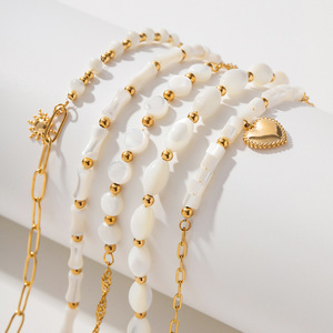 Verano 18K oro perla tobillo pulsera Shell con cuentas elegante Acero inoxidable <span class=keywords><strong>pie</strong></span> cadena para mujer - Product Image 3