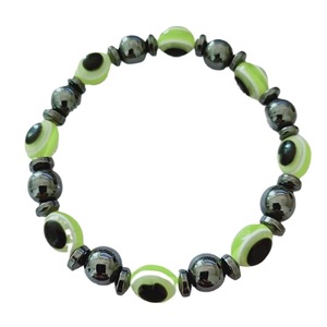 Pulsera de Terapia Magnética con Cuentas de Piedra Negra y Ojo Azul, Elástica, Unisex, Joyería para Apoyo en la Pérdida de Peso - Product Image 5