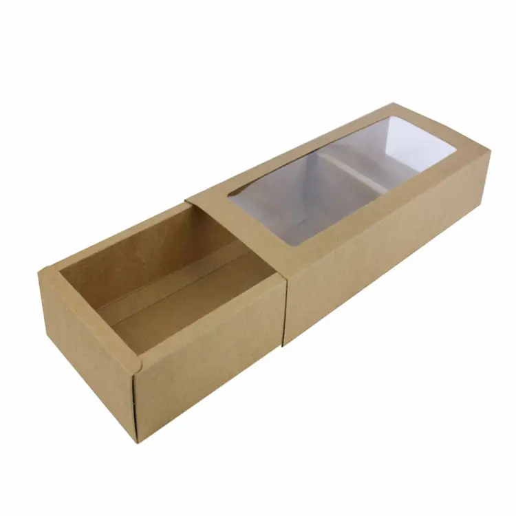 Rectangle Transparent Window Paper Candy Cookie Gift Packaging Box Clear Pvc Windows Drawer Box