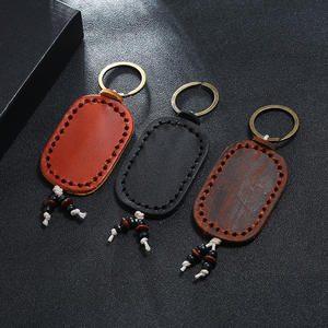 Porte-clés en cuir de <span class=keywords><strong>vachette</strong></span> vintage cousu à la main <span class=keywords><strong>Double</strong></span> pendentif Simple personnalité porte-clés léger pour hommes femmes sacs grande clé - Product Image 1
