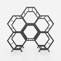 Yiree vente en gros 4s marque magasin métal hexagone design sol noir supports en acier inoxydable affichage de voiture pour magasin de pneus de camion