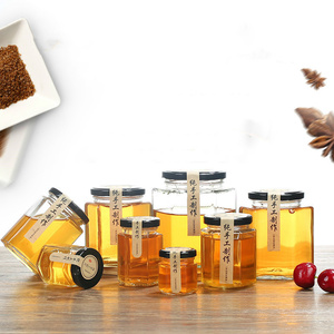 Chất Lượng Cao 250G 300G 500G 1Kg Lục Giác Nước Sốt Container Mật Ong Ong Lục Giác Lọ Thủy Tinh Với Twist Off Nắp - Product Image 2