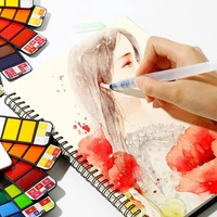 Ensemble de peinture à l'aquarelle solide en forme d'éventail Xiu Pu, sur papier, lavable, spécial artistes débutants, à partir de 3 ans, mini portable, fabriqué en Chine