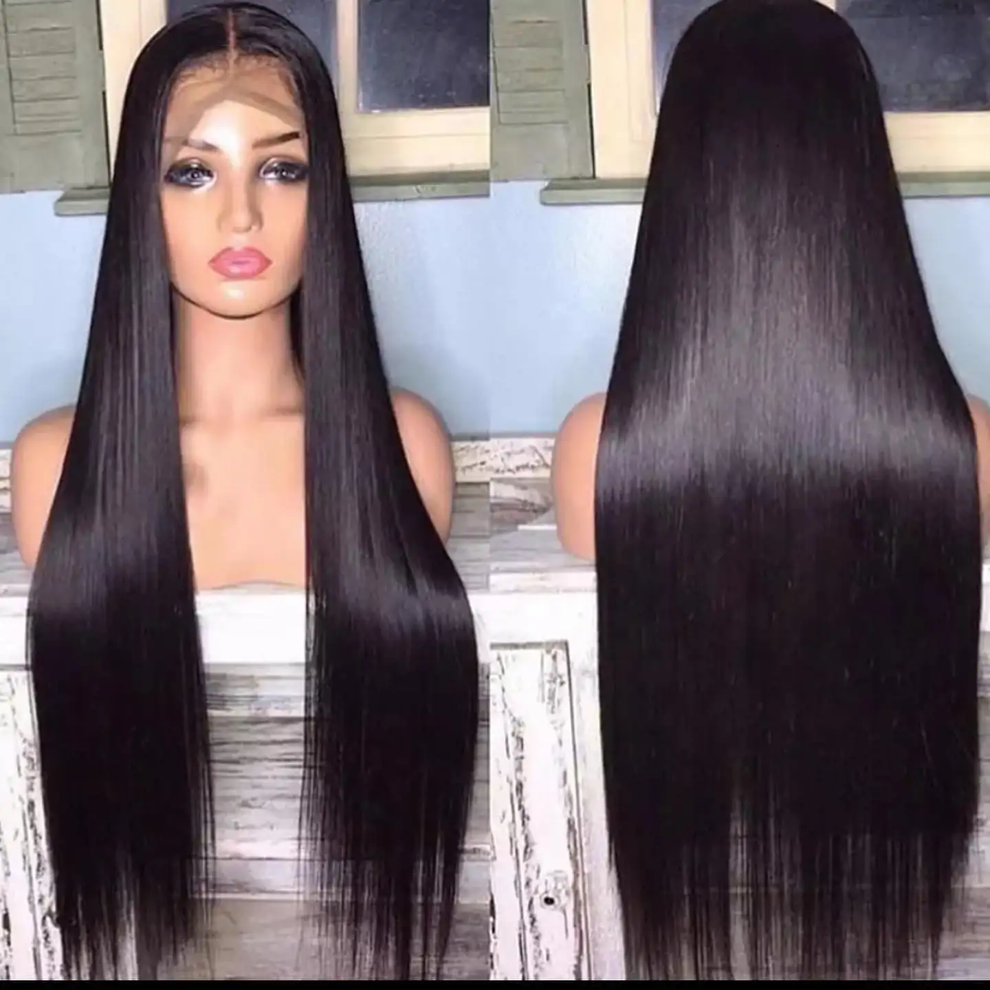 Pelucas de cabello humano Remy para mujeres negras, cabello virgen brasileño Real de fábrica con encaje completo
