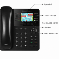 Téléphone IP d'entreprise Grandstream GXP2135 8 lignes, écran couleur LCD 2,8 pouces, 32 touches programmables, conférence 4 voies, Gigabit PoE, EHS, VoIP, OS Linux
