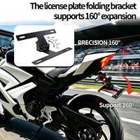 Support de plaque d'immatriculation universel noir pliable tendance, réglable en angle, pour moto, support de plaque arrière, pour un rendu plus épuré