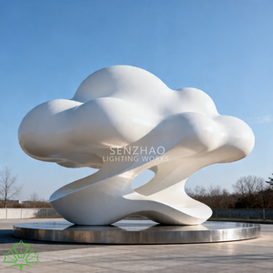 Escultura de Nube Blanca Abstracta Grande de Senzhao, Instalación Artística Moderna de Fibra de Vidrio para Espacios Públicos al Aire Libre - Product Image 2