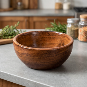Personalized Acacia wood <b>large</b> wooden <b>bowl</b> for <b>serving</b> and dough wooden <b>bowl</b> with Natural Polished Finished in round shape - Product Image 1