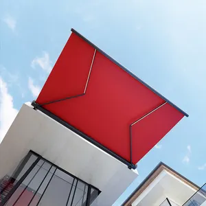 Fabricación comercial restaurante balcón ventanas parasol retráctil techo toldo al aire libre lona Manual toldo tela