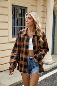 <span class=keywords><strong>Camicia</strong></span> a <span class=keywords><strong>quadri</strong></span> da <span class=keywords><strong>donna</strong></span> autunno inverno per l'Europa degli Stati Uniti commercio estero transfrontaliero manica lunga con bottone con risvolto - Product Image 6