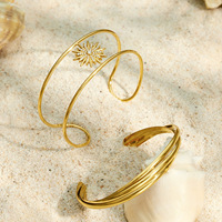 Bracelet ouvert N&S à trois couches en zircon entrelacé pour femme, plaqué or 18 carats, en acier inoxydable, bijoux de mode, vente en gros
