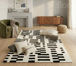 Modern Geometric Area <b>Rug</b> Rectangle Wool Acrylic Tufted Stain Resistant Living Room Medium Pile Latex Backing - Product Image 1