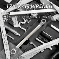 MSD H0851 kunci pas Ratchet 17*19mm, kepala ganda cepat dua arah Torx efisiensi tinggi baja Vanadium krom industri DIY