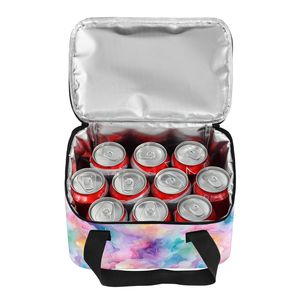 Sac isotherme de pique-nique personnalisé en nylon à motif aquarelle coloré avec fermeture éclair pour le déjeuner - Product Image 6