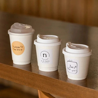 Gobelets à café jetables à double paroi, biodégradables, de qualité alimentaire, recyclables, avec logo personnalisé, pour boissons chaudes/froides, 4oz-16oz