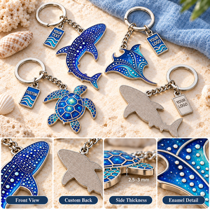 Porte-clés en émail doux personnalisés sur le thème des animaux marins : requin baleine, raie manta, tortue – Cadeaux souvenirs OEM ODM - Product Image 3