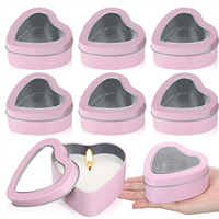 En vrac romantique coeur forme bonbons artisanat stockage boîte en métal vide 4oz 6.5oz bougie faisant fenêtre étain